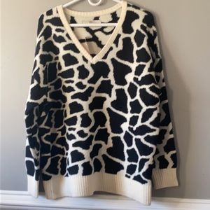 LOFT Plus Animal Spotted V-Neck Sweater